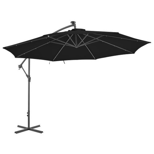 Parasol déporté avec mât en aluminium 350 cm Noir - Photo n°2; ?>