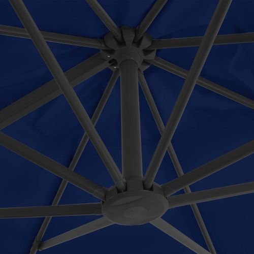 Parasol déporté avec mât en aluminium 3x3 m Bleu azuré - Photo n°2; ?>