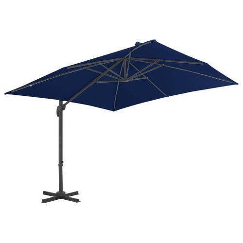 Parasol déporté avec mât en aluminium 3x3 m Bleu azuré - Photo n°3; ?>