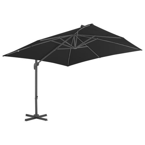 Parasol déporté avec mât en aluminium 3x3 m Noir - Photo n°3; ?>