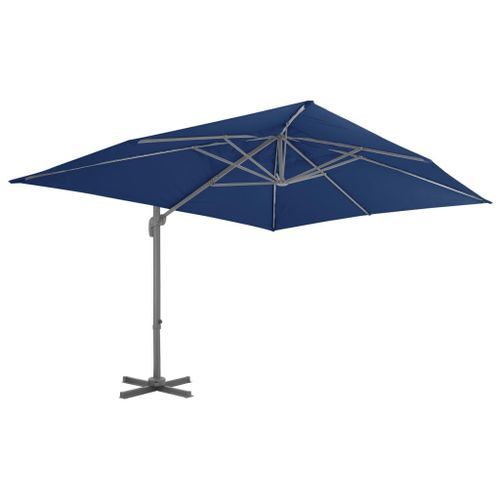 Parasol déporté avec mât en aluminium 4x3 m Bleu azuré - Photo n°3; ?>