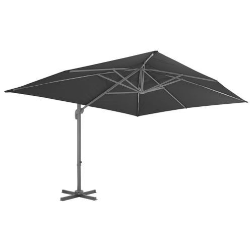 Parasol déporté avec mât en aluminium 4x3 m Noir - Photo n°3; ?>