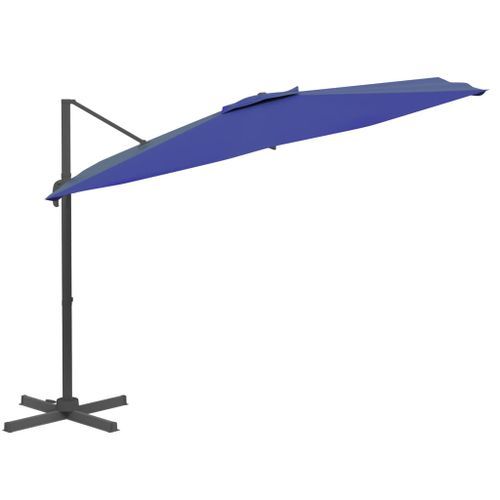 Parasol déporté avec mât en aluminium Bleu azuré 400x300 cm - Photo n°3; ?>