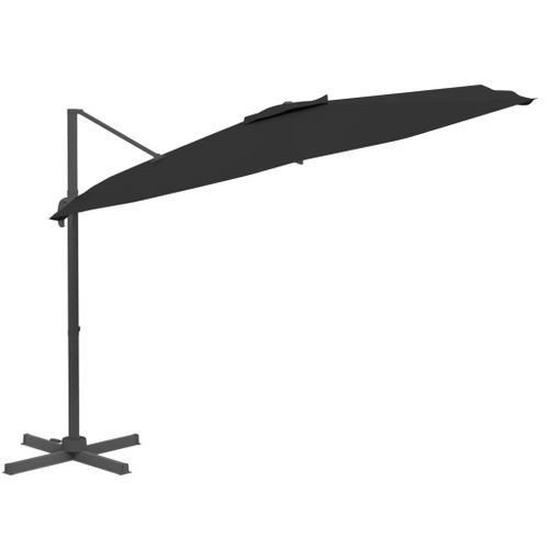 Parasol déporté avec mât en aluminium Noir 300x300 cm - Photo n°3; ?>