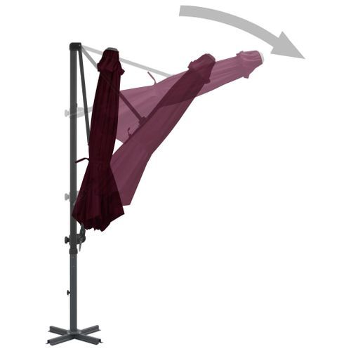 Parasol déporté avec mât en aluminium Rouge 300 cm - Photo n°3; ?>