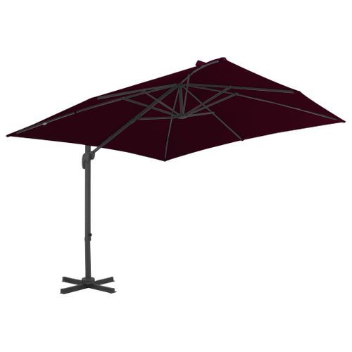 Parasol déporté avec mât en aluminium Rouge bordeaux 300x300 cm - Photo n°3; ?>