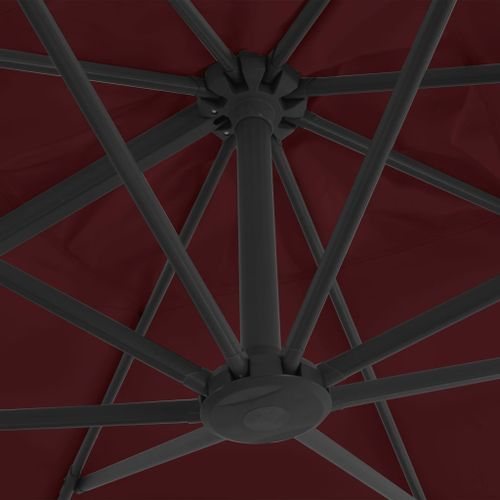 Parasol déporté avec mât en aluminium Rouge bordeaux 400x300 cm - Photo n°2; ?>