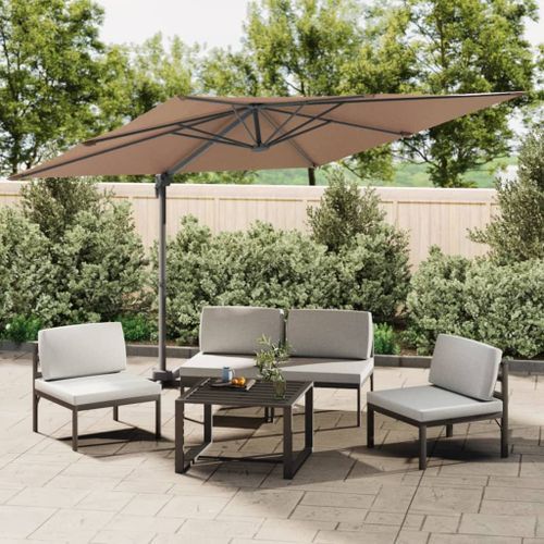 Parasol déporté avec mât en aluminium Taupe 300x300 cm - Photo n°2; ?>