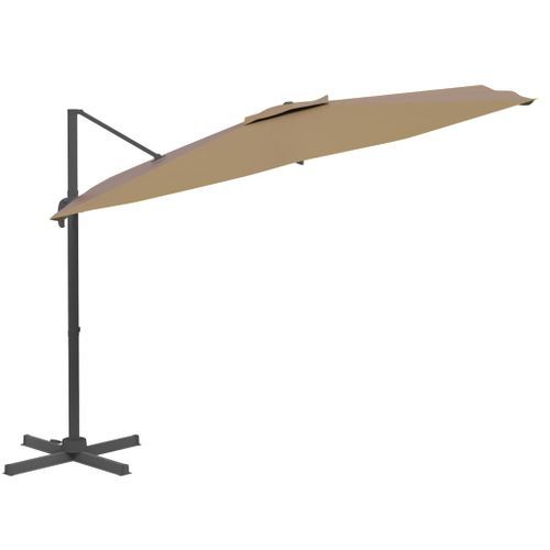 Parasol déporté avec mât en aluminium Taupe 300x300 cm - Photo n°3; ?>