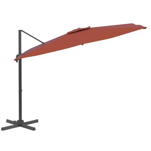 Parasol déporté avec mât en aluminium Terre cuite 300x300 cm - Photo n°3; ?>