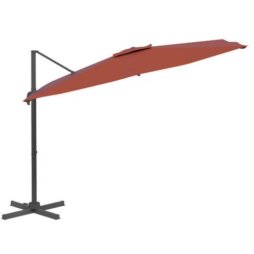 Parasol déporté avec mât en aluminium Terre cuite 400x300 cm - Photo n°3; ?>