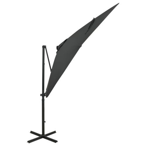 Parasol déporté avec mât et lumières LED Anthracite 250 cm - Photo n°3; ?>