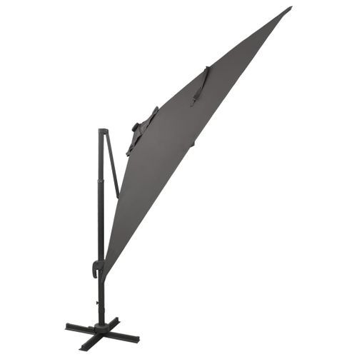 Parasol déporté avec mât et lumières LED Anthracite 300 cm 3 - Photo n°3; ?>