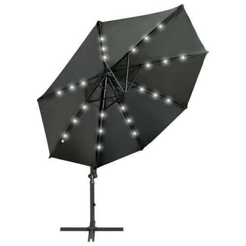 Parasol déporté avec mât et lumières LED Anthracite 300 cm - Photo n°3; ?>