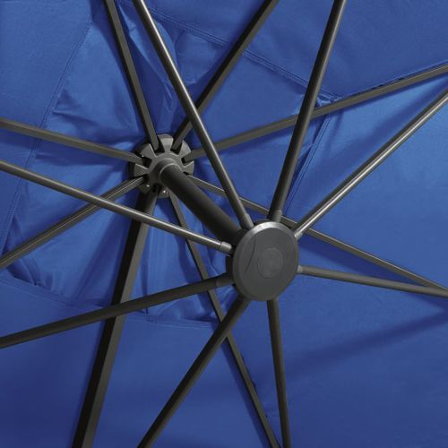 Parasol déporté avec mât et lumières LED Bleu azuré 300 cm 3 - Photo n°2; ?>