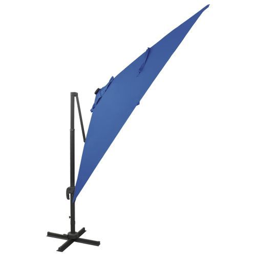 Parasol déporté avec mât et lumières LED Bleu azuré 300 cm 3 - Photo n°3; ?>