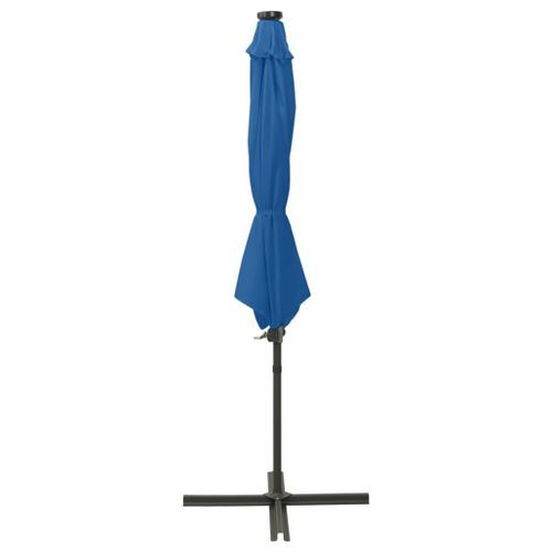 Parasol déporté avec mât et lumières LED Bleu azuré 300 cm - Photo n°3; ?>