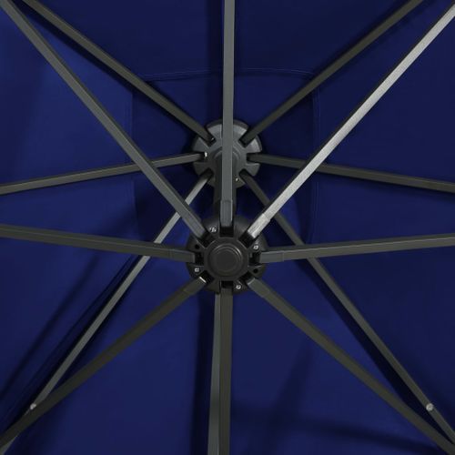 Parasol déporté avec mât et lumières LED Bleu azuré 300 cm 2 - Photo n°2; ?>