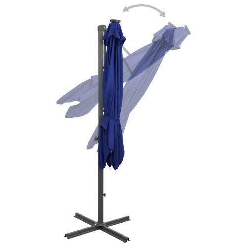 Parasol déporté avec mât et lumières LED Bleu azuré 300 cm 2 - Photo n°3; ?>