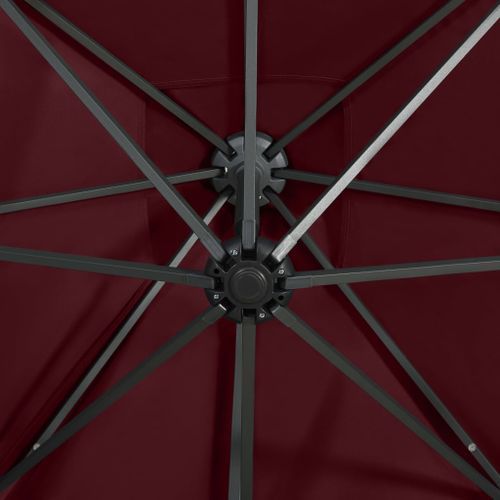 Parasol déporté avec mât et lumières LED Rouge bordeaux 250 cm - Photo n°2; ?>