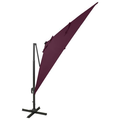 Parasol déporté avec mât et lumières LED Rouge bordeaux 300 cm 2 - Photo n°3; ?>