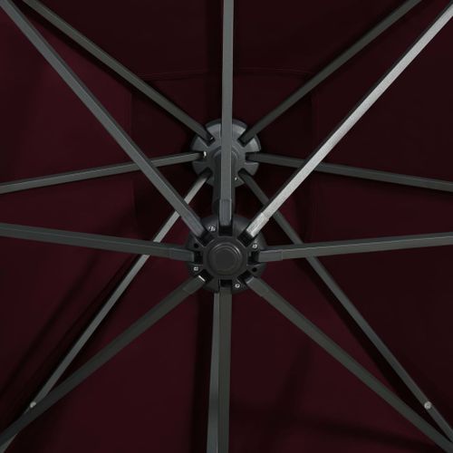 Parasol déporté avec mât et lumières LED Rouge bordeaux 300 cm 3 - Photo n°2; ?>