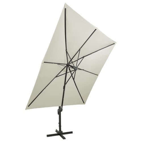 Parasol déporté avec mât et lumières LED Sable 300 cm 2 - Photo n°3; ?>