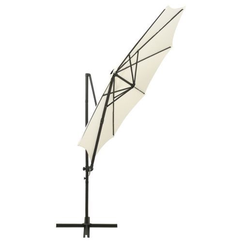 Parasol déporté avec mât et lumières LED Sable 300 cm 3 - Photo n°3; ?>
