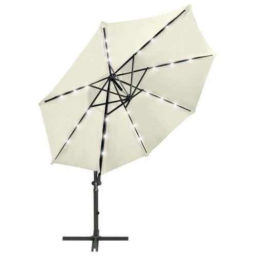 Parasol déporté avec mât et lumières LED Sable 300 cm - Photo n°3; ?>