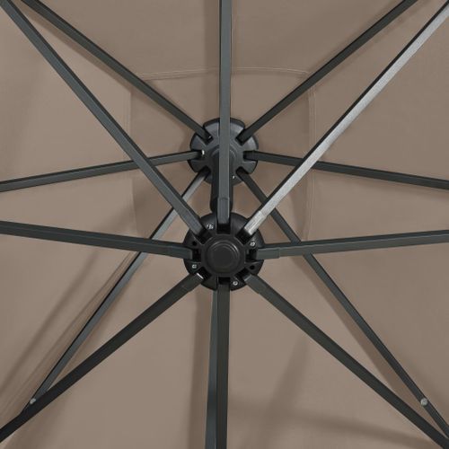 Parasol déporté avec mât et lumières LED Taupe 250 cm - Photo n°2; ?>