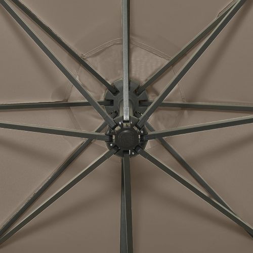 Parasol déporté avec mât et lumières LED Taupe 300 cm - Photo n°2; ?>