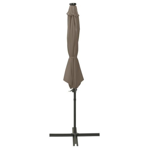 Parasol déporté avec mât et lumières LED Taupe 300 cm - Photo n°3; ?>