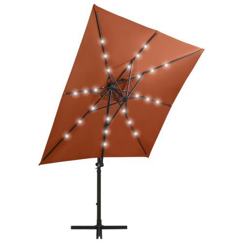 Parasol déporté avec mât et lumières LED Terre cuite 250 cm - Photo n°3; ?>