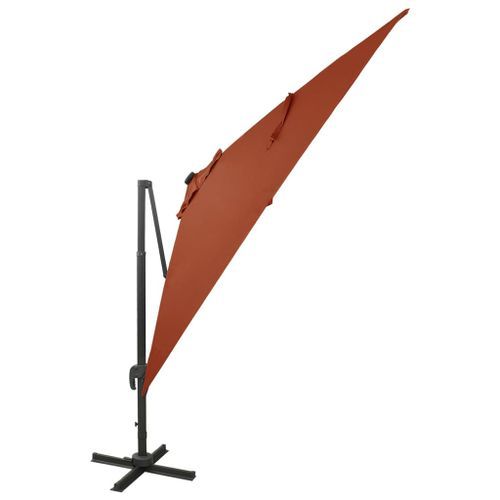 Parasol déporté avec mât et lumières LED Terre cuite 300 cm - Photo n°3; ?>