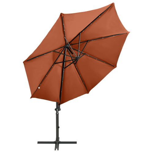 Parasol déporté avec mât et lumières LED Terre cuite 300 cm 3 - Photo n°3; ?>