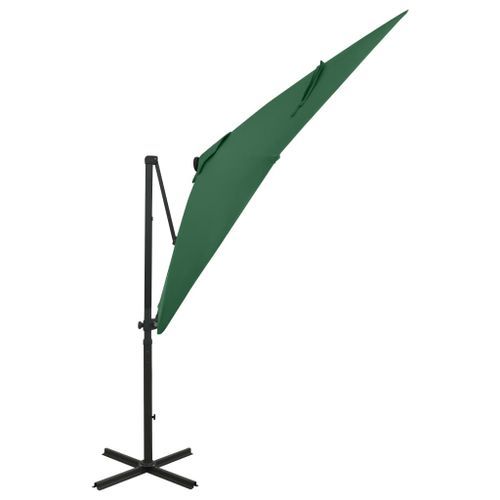 Parasol déporté avec mât et lumières LED Vert 250 cm - Photo n°3; ?>