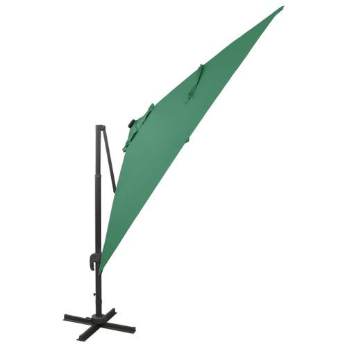 Parasol déporté avec mât et lumières LED Vert 300 cm 3 - Photo n°3; ?>