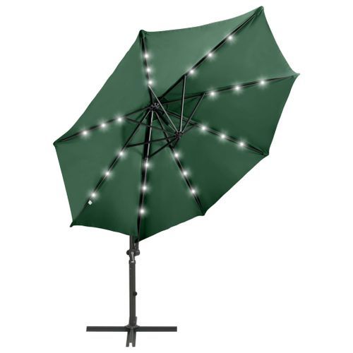 Parasol déporté avec mât et lumières LED Vert 300 cm - Photo n°3; ?>