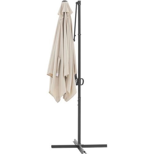 Parasol déporté carré 2,45 x 2,45m - Mat en aluminium avec toile polyester 180g - Beige - Photo n°3; ?>