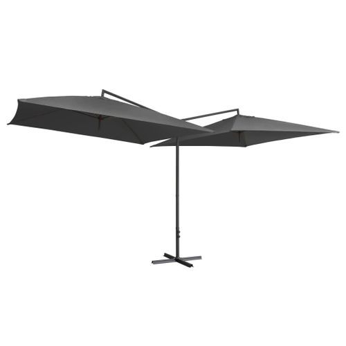 Parasol double avec mât en acier 250 x 250 cm Anthracite - Photo n°3; ?>