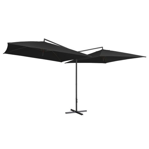 Parasol double avec mât en acier 250 x 250 cm Noir - Photo n°3; ?>