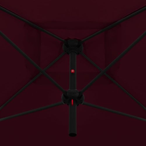 Parasol double avec mât en acier 250 x 250 cm Rouge bordeaux - Photo n°2; ?>