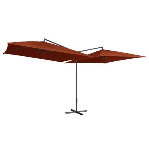 Parasol double avec mât en acier 250 x 250 cm Terre cuite - Photo n°3; ?>