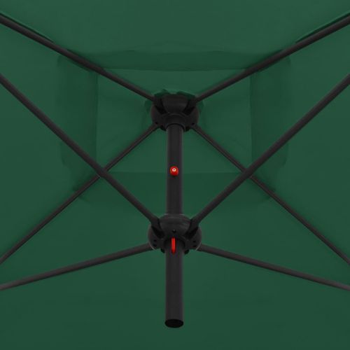 Parasol double avec mât en acier 250 x 250 cm Vert - Photo n°2; ?>