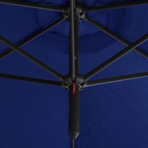 Parasol double avec mât en acier Bleu azuré 600 cm - Photo n°3; ?>