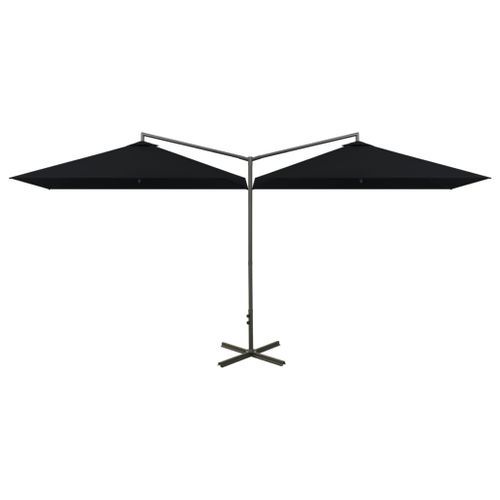 Parasol double avec mât en acier Noir 600x300 cm - Photo n°2; ?>