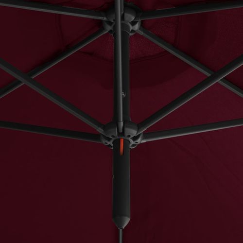 Parasol double avec mât en acier Rouge bordeaux 600 cm - Photo n°3; ?>