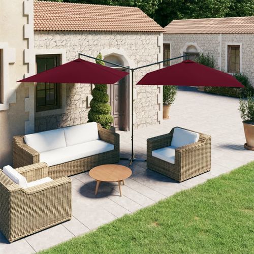 Parasol double avec mât en acier Rouge bordeaux 600x300 cm - Photo n°2; ?>