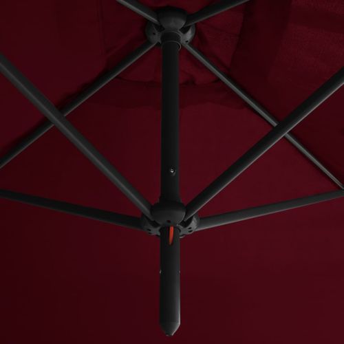 Parasol double avec mât en acier Rouge bordeaux 600x300 cm - Photo n°3; ?>