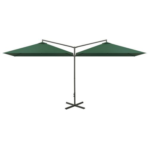 Parasol double avec mât en acier Vert 600x300 cm - Photo n°2; ?>